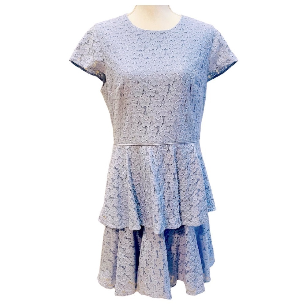 Gal Meets Glam Daisy Blue Lace Tiered Dress Size 12